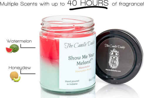 Show Me Your Melons- Funny Watermelon Honeydew Scented Candle - 6 Ounce Jar Candle...