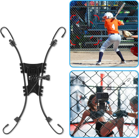 Net/Fence Mount Camera Backstop Compatible with GoPro Action Cameras and One X2,Smart Phones,Mevo Start, and Other Action Cameras for Softball, Te...