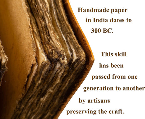 WANDERINGS Small Vintage Leather Journal - Only 4"x6" - Antique Handmade Leather Bound Journal with Old Fashioned Deckle Edge Paper - Perfect for ...