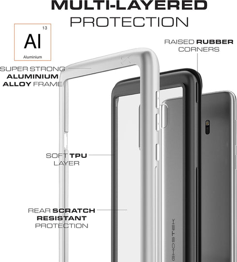 Ghostek Atomic Slim Galaxy S9 Plus Clear Case with Space Metal Bumper Super Tough Shockproof Heavy Duty Protection Wireless Charging Compatible Co...