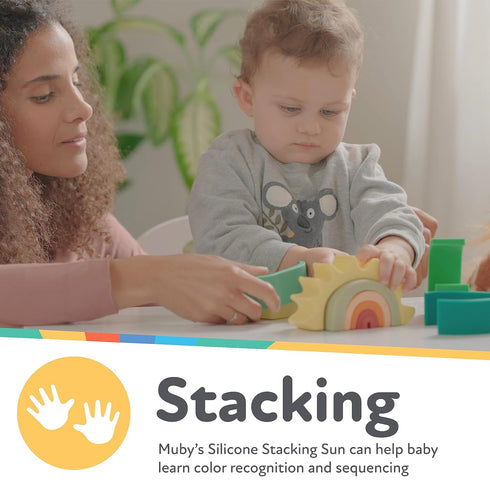 Nuby Soft Silicone Stackable Sun Interactive Toy for Early Development, Creativity, 12+ Months...