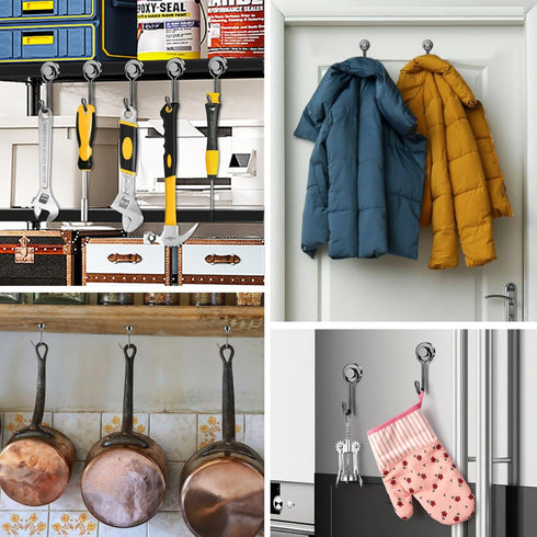 FINDMAG 30 LBS Magnetic Hooks Heavy Duty Magnetic Swivel Hooks Cruise Black Strong Neodymium Magnet Hook for Hanging, Magnets with Hook for Refrig...