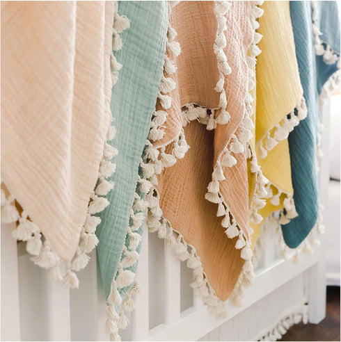Crane Baby Muslin Swaddle Blanket, Soft Cotton Lightweight Nursery and Stroller Blanket for Baby Boys & Girls, Desert Rose, 30" x 40"...