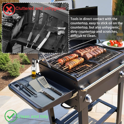 Silicone Griddle Tools Mat,3 in 1 Grill Side Shelf Mat with Drip Pad,16"X11.6"Silicone Spatula Mat for Kitchen,Cooking & Countertop,Large Silicone...