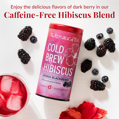 The Republic of Tea – Cold Brew Hibiscus Aronia Blackberry Iced Tea, Large Herbal Iced Tea Pouches, Steeps Six One-Quart Pitchers...