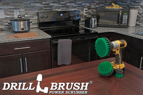 Kitchen Cleaning Supplies Set - Tile Electric Spin Scrubber - Stainless Steel Cleaner for Stove, Sink, and Oven - Household Cleaning Tools - Green...