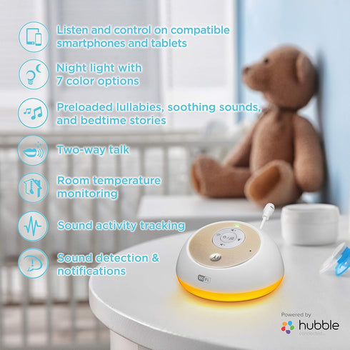 Motorola MBP163CONNECT Audio Baby Monitor - Wireless WiFi Smart Device for Toddlers, Infants, Nursery - with 10 Soothing Sounds, Lullaby, Audioboo...
