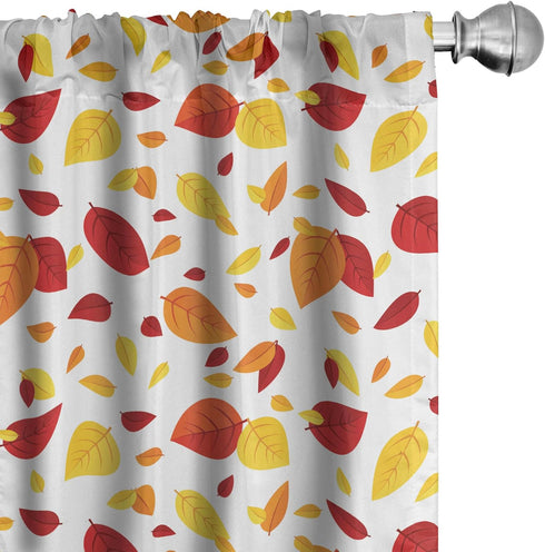 Ambesonne Leaf Curtains, Colorful Fall Autumn Leaves on White Background Seasonal Design Modern Art, Window Treatments 2 Panel Set for Living Room...