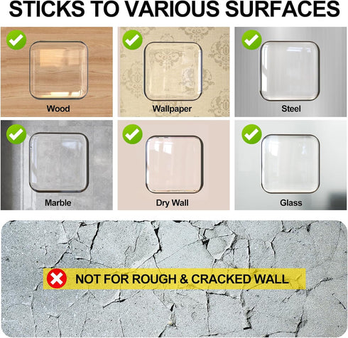 Door Stoppers Wall Protector, 8 PCS Silicone Door Knob Wall Protector with Strong Self-Adhesive Backing, Upgraded Thickened Reusable Door Bumper -...