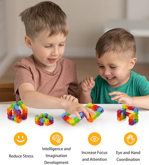 Ganowo Rainbow Fidget Toys Wacky Tracks Snap Click for Kids Students School Finger Sensory Snake Cube Toys Valentines Fidgets Class Gifts for Adul...