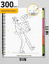 SUNEE Graph Paper Notebook - 300 Pages, 5 Subject, 8.2"x10.8", 5 x 5mm Grid, 5 Pocket Colored Dividers, 3-Hole Punched Quad Paper for Math, Engine...