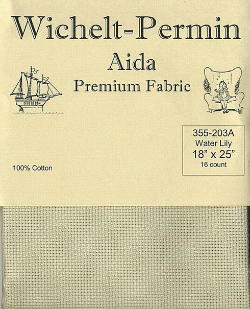 Wichelt Permin Premium AIDA Cross Stitch Fabric 16 Count Water Lily 18" x 25"...