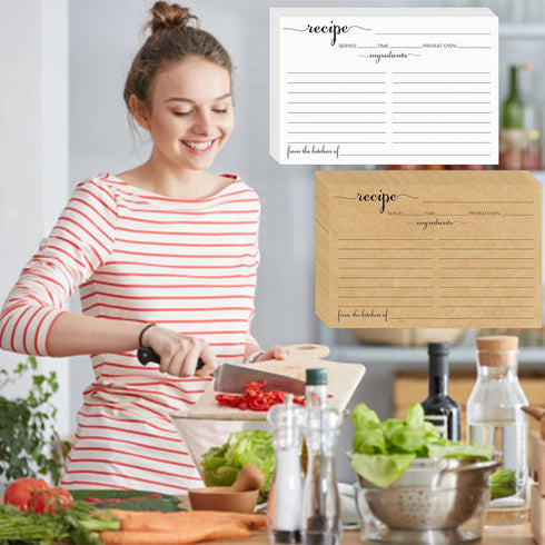 4x6 Recipe Cards Rustic White, Ing Front - From the Kitchen Of 100 Pack Double Sided Recipe Cards Cooking Cardstock with Lines for Weddings, Baby,...