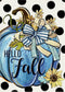 Hello Fall Teal Blue Pumpkin Decorative Garden Flag, Autumn Polka Dots Farmhouse Yard Outside Decorations, Thanksgiving Seasonal Blue Burlap Outdo...