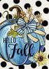 Hello Fall Teal Blue Pumpkin Decorative Garden Flag, Autumn Polka Dots Farmhouse Yard Outside Decorations, Thanksgiving Seasonal Blue Burlap Outdo...