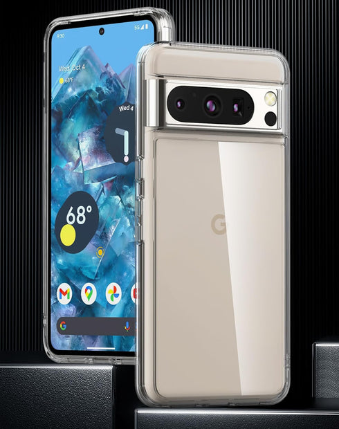 for Pixel 8 Pro Case,Premium PC+TPU Shockproof Protective Phone Case Cover with Tempered Glass Screen Protector for Google Pixel 8 Pro (Clear)...