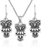AeraVida Wide-Eyed Owl .925 Sterling Silver Necklace Earrings Jewelry Set...