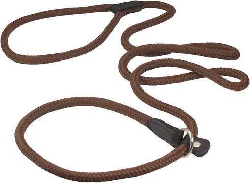 Dogs My Love Nylon Rope Slip Dog Lead Adjustable Collar and Leash 6ft Long (Medium: 3/8" (8mm), Brown)...