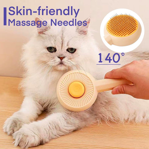 2 Pcs Cat Grooming Brushes, Pet Hair Cleaner Brush, Pet Massage Brushes for Cats Dogs with Self-Cleaning Button, Pet Shedding Brush for Removing T...