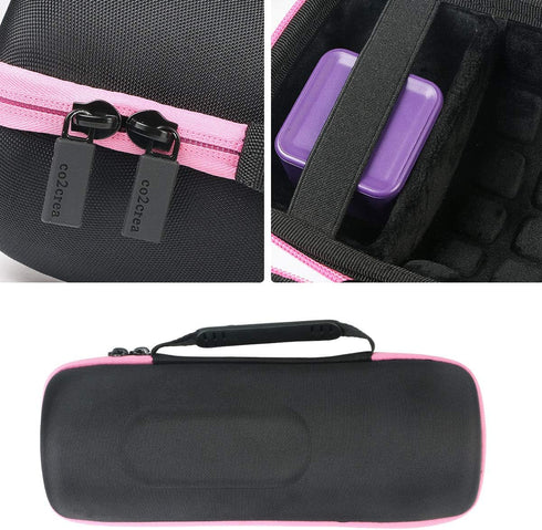 co2CREA Hard Travel Case replacement for JBL Charge 4 / replacement for JBL Charge 5 Waterproof Bluetooth Speaker (Black Case + Pink Zipper)...