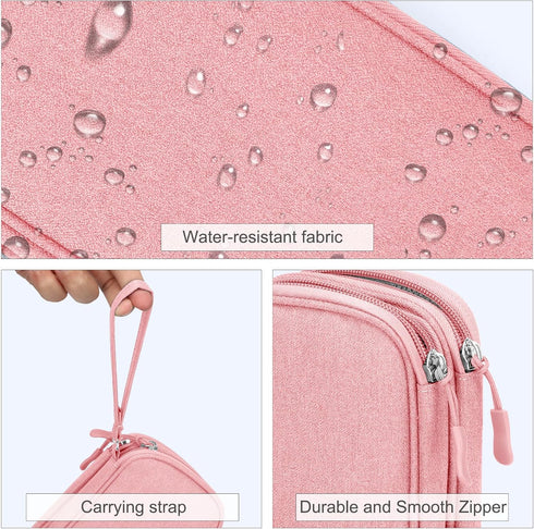 FYY Electronic Organizer, Travel Bag, Pouch, Carry Case Portable Waterproof Double Layers for Cable, Cord, Charger, Phone, Earphone Pink...