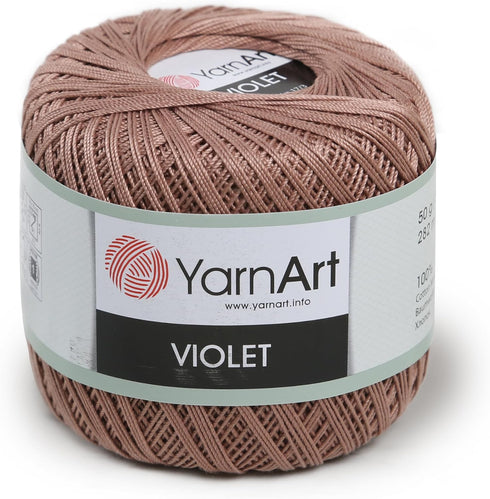 1 Skein YarnArt Violet,100% Mercerized Cotton Yarn Threads Crochet Lace Hand Knitting Yarn Embroidery Arts Crafts (Brown 0015)...