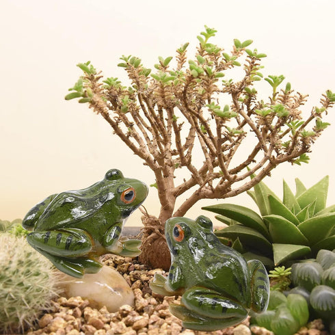 Miniature Frog Figurine, Fish Tank Decoration for Miniature Fairy Garden and Terrarium Statue(4 pcs)...