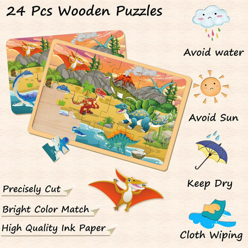Puzzles for Kids Ages 4-6 Years Old, 4 Pack 24 PCs Jigsaw Puzzles Preschool Educational Brain Teaser Boards Toys Gifts Toddlers Children, Wooden p...