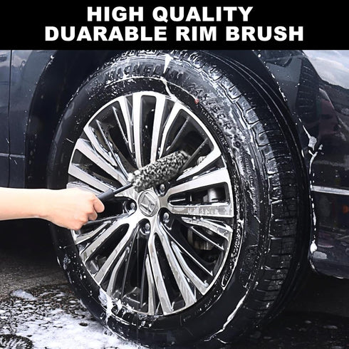 NIKCOSMK 3PCS Wheel Brush Kit for Cleaning Wheel and Tire, Wheel and Rim Brush, Car Detailing Brushes, Bendable & Durable Car Wheel Rim Cleaner Br...