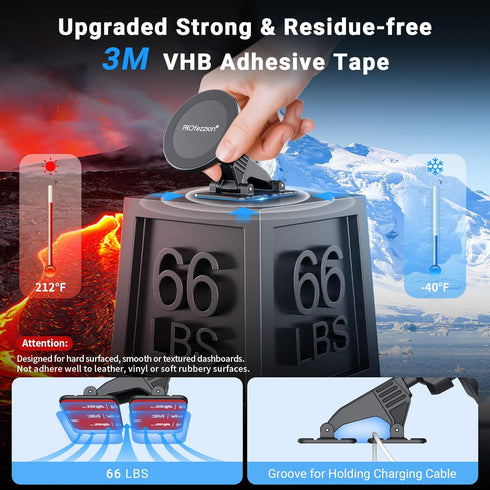 PROfezzion 2-Pack Compatible with MagSafe Car Mount, Magnetic Phone Holder for Car Dashboard, Home & Office Compatible with iPhone 16 15 14 13 12 ...