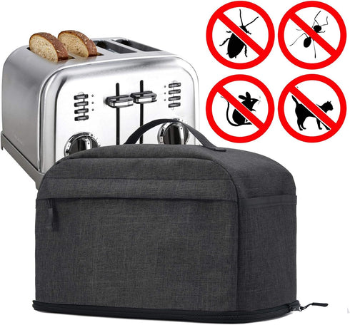 VOSDANS 4 Slice Toaster Cover with Removable Bottom 2-in-1 Toaster Bag with Pockets Toaster Storage Bag with Handle, Dust and Fingerprint Protecti...