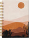 Abstract Boho Desert Sun Cactus Landscape Spiral Notebook Journal 5.5×8.3 Inch,Boho Mid-Century Modern Art Lined Hardcover Spiral Notebook for Wor...