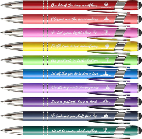 Stylus pen set of 10, ballpoint pen with Bible inspirational verses, thank you gift for men, women, school office, black ink......