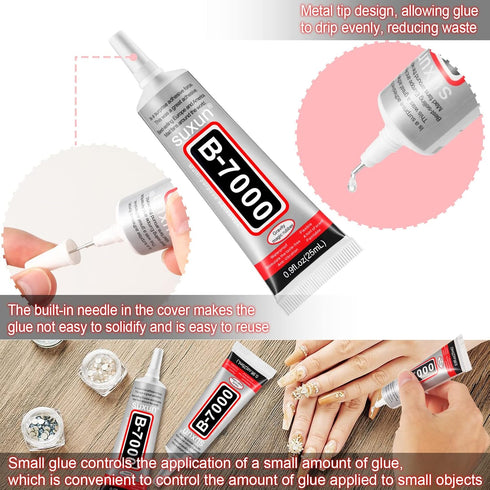 10 Pcs 25ml B7000 Glue Clear Adhesive Jewelry Bead B-7000 Glue for Jewelry Rhinestone DIY Cell Phone Repair Clothes Glass Metal Stone Beads Wooden...