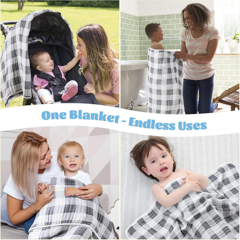 MUKIN Baby Blankets Neutral Cotton Receiving Swaddle Blanket, Large Baby Quilts for Girls Boys. Also for Newborn Nursing Cover, Baby Bath Towels, ...