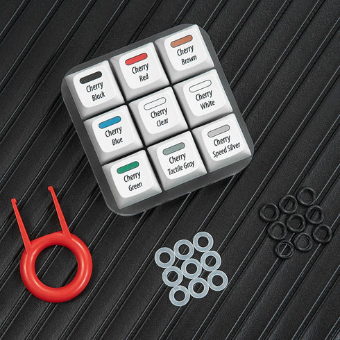 Cherry MX Key Switch Tester Mechanical Keyboard Sampler Switch Testing Tool Kit, with Puller and O Rings (9-Key Printed PBT Keycap)...
