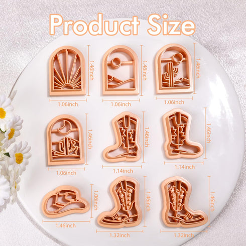Puocaon Western Polymer Clay Cutters - 9 Pcs Clay Cutters for Earrings Making, Cowboy Hat Boot Clay Cutters Set, Rising Sun Clay Jewelry Cutters, ...