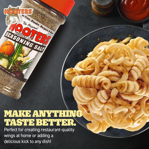 The Original Hooters Seasoning Salt - Garlic & Onion Flavored Blend for Every Dish - Versatile Use for Fries, Meats, Soups, Salads, and Seafood, 1...