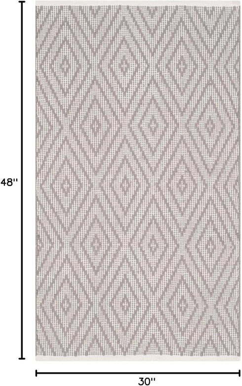 SAFAVIEH Montauk Collection Accent Rug - 2'6" x 4', Grey & Ivory, Handmade Trellis Cotton, Ideal for High Traffic Areas in Entryway, Living Room, ...