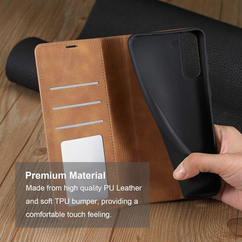 QLTYPRI for Samsung Galaxy A13 5G Case, Premium PU Leather Cover TPU Bumper with Card Holder Kickstand Hidden Magnetic Adsorption Shockproof Flip ...