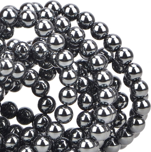 100Pcs Natural Crystal Beads Stone Gemstone Round Loose Energy Healing Beads with Free Crystal Stretch Cord for Jewelry Making (Hematite, 8MM)...
