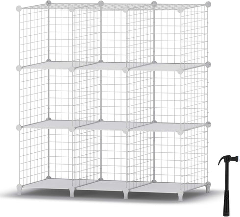 HOMIDEC Wire Cube Storage, Storage Shelves 9 Cube Bookshelf Bookcase Closet Organizer and Storage, Wire Storage Shelves Multi-Use DIY Storage Cube...