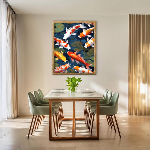 Posterizer 1 pcs- Gold fish swimming in a river print-Art for Animal Lovers- Gift for Men Women Entrepreneur Teens-Decor for Home & Office- unfram...