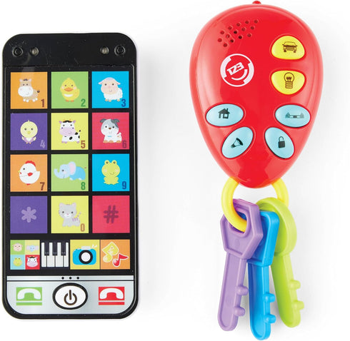 Kidoozie Phone & Keys Combo Set - Interactive Toy Bundle for Ages 12 Months+ - Key Ring & Cell Phone with Music, Animal Sounds, & More!...