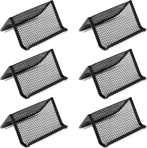 Black Metal Mesh Business Card Holder Desk Business Card Organizer for Desk Office Name Card with 50 Name Card Capacity-6pcs...