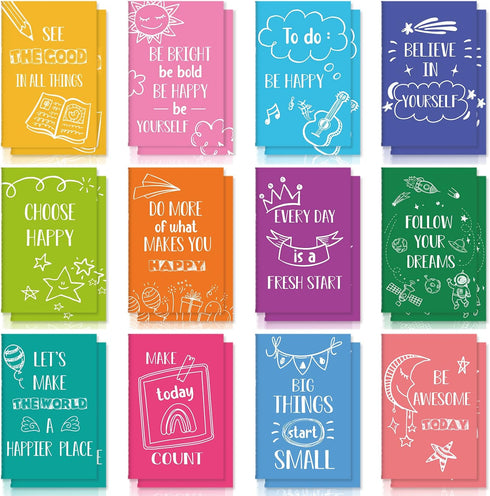 Zonon 24 Pcs Mini Colorful Notebooks Bulk Gifts, Funny Motivational Journals Notepads Inspirational Notepads Kids Small Pocket Notebook Teacher Sc...