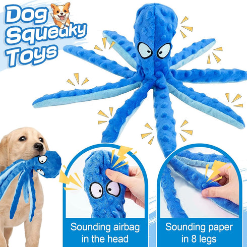 Alphatool Squeaky Dog Toy, Octopus Toys for Aggressive Chewers, Tough No Stuffing Plush Large Dogs, Crinkle Interactive Puppy Small Medium Dogs...