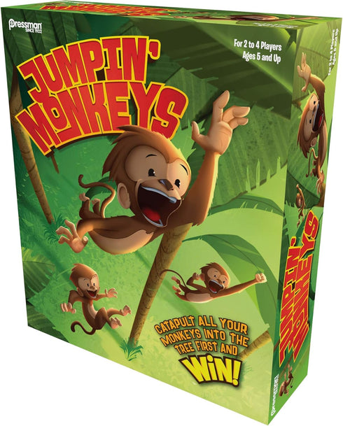 Pressman Jumpin' Monkeys: Catapult Your Monkeys Into The Tree to Win, Multi, 5"...