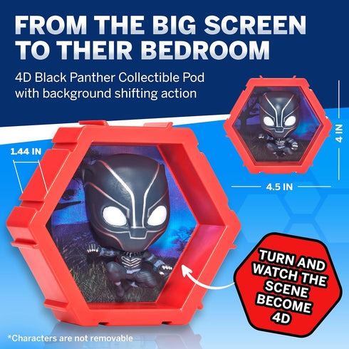 WOW! PODS 4D Marvel Black Panther Toy, Unique Connectable & Collectable Toy Figure, Wall/Shelf Display, Easter Basket Stuffers, Toy Figures, Black...