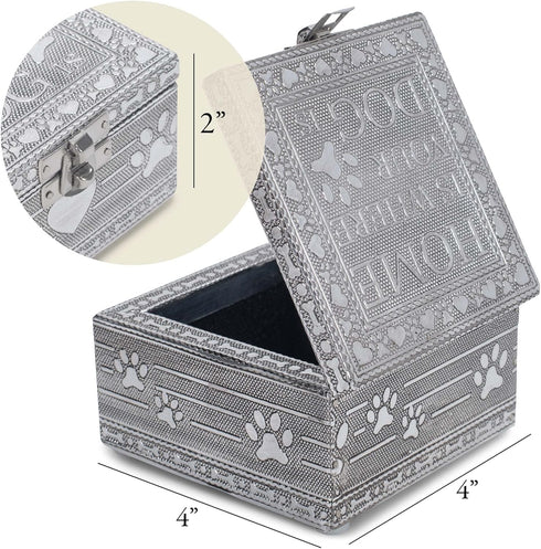 Cottage Garden Home Dog Pawprint Silver Tone Metal Jewelry Keepsake Box...